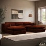 Burnt Orange Velvet 5 Seater U-Shape Sofa - Hudson