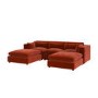 Burnt Orange Velvet 5 Seater U-Shape Sofa - Hudson