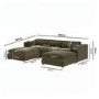 Khaki Green Velvet 5 Seater U-Shape Sofa - Hudson