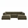 Khaki Green Velvet 5 Seater U-Shape Sofa - Hudson