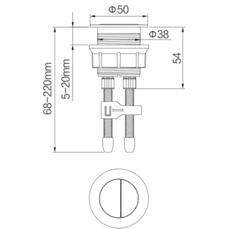 Close Coupled Closed Back Comfort Height Toilet with Soft Close Seat and Chrome Push Button - Indiana