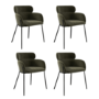 Set of 4 Green Velvet Curved Dining Chairs - Isla