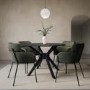 Set of 4 Green Velvet Curved Dining Chairs - Isla