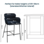 Set of 3 Navy Velvet Curved Kitchen Stools - Isla