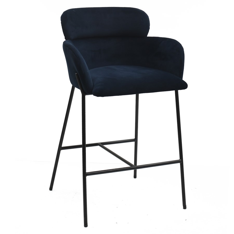 ALMOST PERFECT - Navy Velvet Curved Counter Stool - Isla