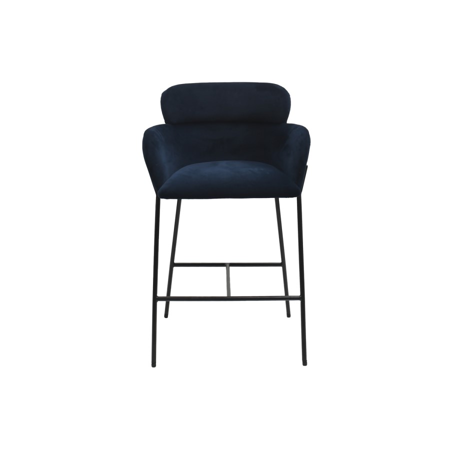 ALMOST PERFECT - Navy Velvet Curved Counter Stool - Isla