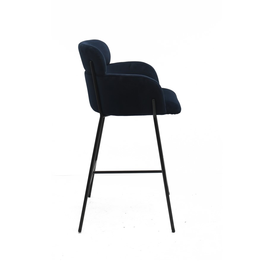 ALMOST PERFECT - Navy Velvet Curved Counter Stool - Isla