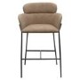 Beige Faux Leather Curved Kitchen Stool with Back - Isla