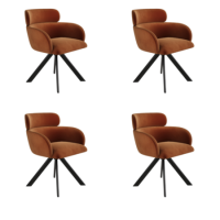 Set of 4 Burnt Orange Curved Swivel Dining Chairs - Isla