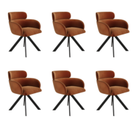 Set of 6 Burnt Orange Curved Swivel Dining Chairs - Isla