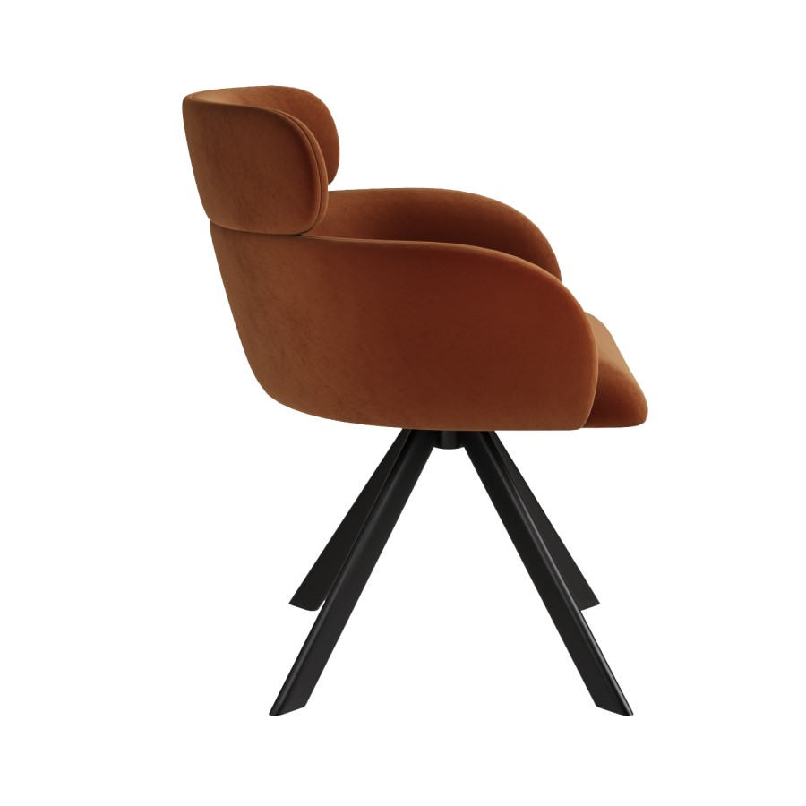 Set of 4 Burnt Orange Curved Swivel Dining Chairs - Isla