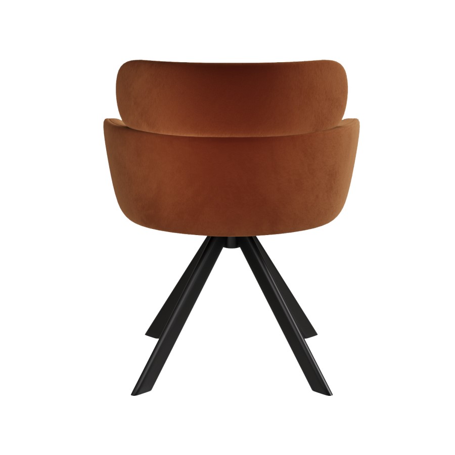 Set of 4 Burnt Orange Curved Swivel Dining Chairs - Isla