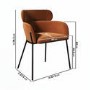 Large Rectangular Black Oak Extendable Dining Table Set with 6 Burnt Orange Velvet Chairs - Seats 6 - Jarel