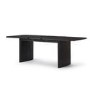 Large Rectangular Black Oak Extendable Dining Table Set with 6 Burnt Orange Velvet Chairs - Seats 6 - Jarel