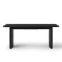 Large Rectangular Black Oak Extendable Dining Table Set with 6 Burnt Orange Velvet Chairs - Seats 6 - Jarel