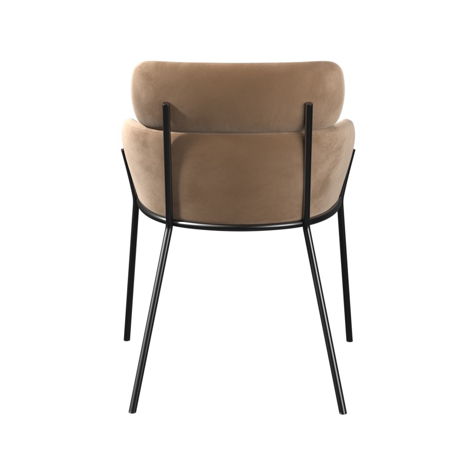 ONLY OPENED - Set of 2 Beige Velvet Curved Dining Chairs - Isla