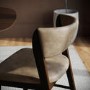 Set of 4 Beige PU Curved Back Wooden Dining Chairs with Walnut Finish Legs - June