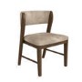 Set of 6 Beige PU Curved Back Wooden Dining Chairs with Walnut Finish Legs - June