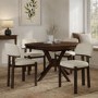 Round to Oval Walnut Extendable Dining Table Set with 4 Cream Upholstered Chairs - Seats 4 - Karie