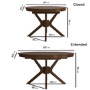 Large Round to Oval Walnut Extendable Dining Table Set with 6 Beige Faux Leather Chairs - Seats 6 - Karie