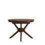 Large Round to Oval Walnut Extendable Dining Table Set with 6 Beige Faux Leather Chairs - Seats 6 - Karie