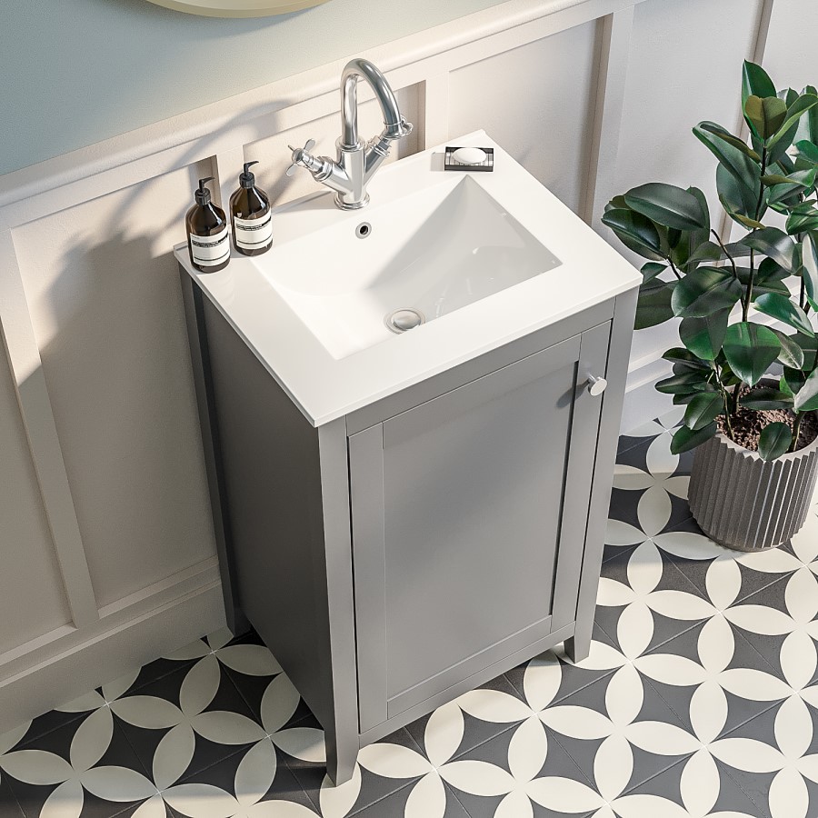 500mm Grey Freestanding Vanity Unit with Basin - Kinsley