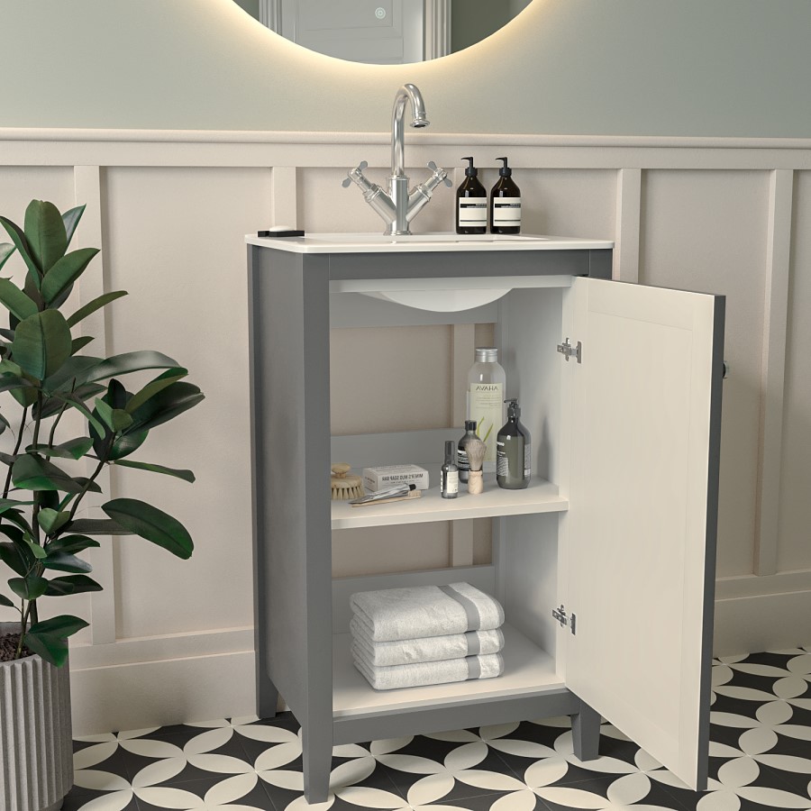 500mm Grey Freestanding Vanity Unit with Basin - Kinsley