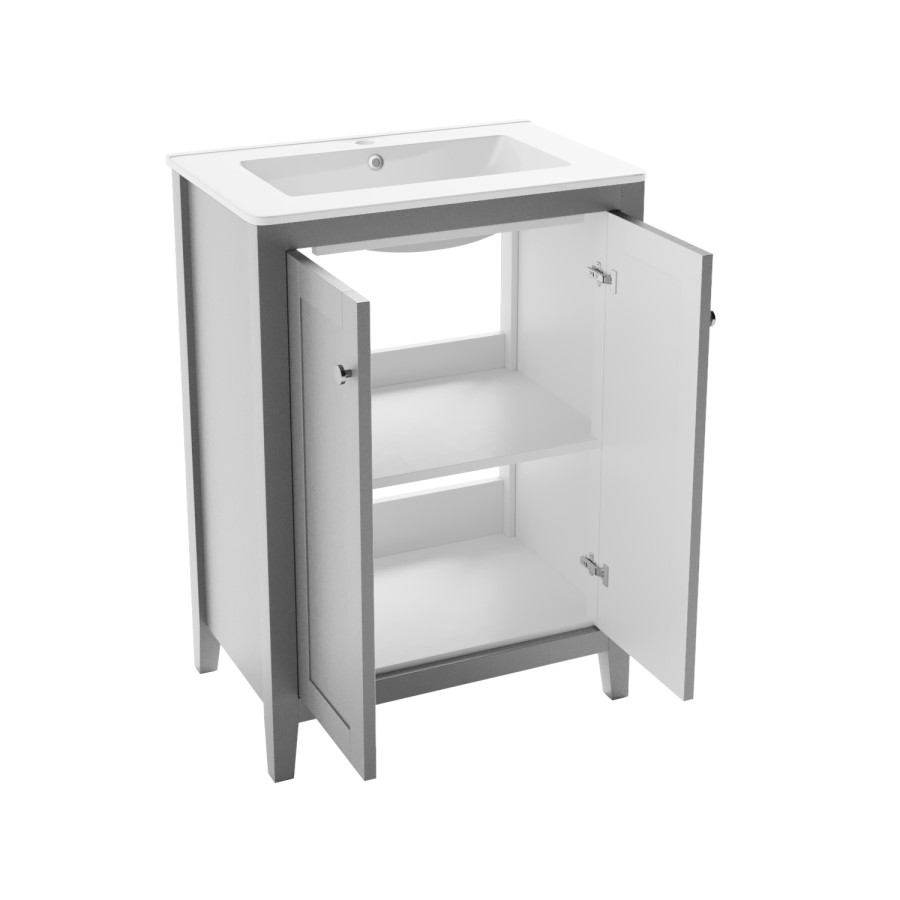 600mm Grey Freestanding Vanity Unit with Basin - Kinsley