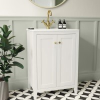 600mm White Freestanding Vanity Unit with Basin - Kinsley