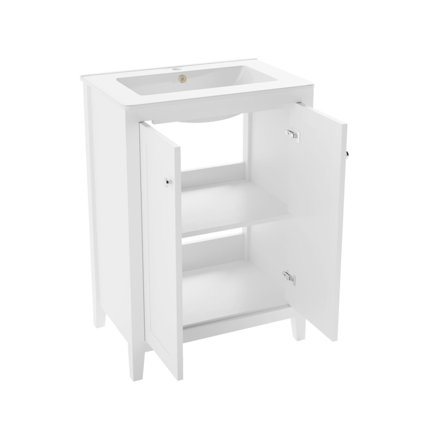 600mm White Freestanding Vanity Unit with Basin - Kinsley