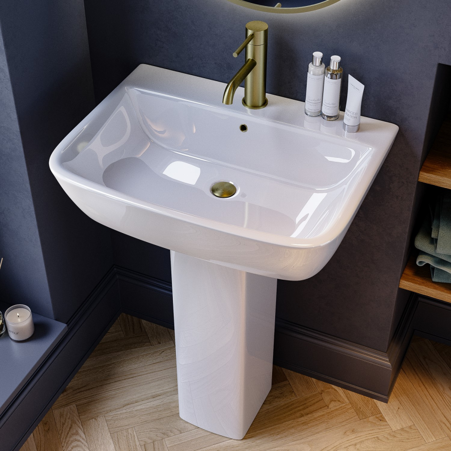 Brass Freestanding Left Hand Shower Bath Suite with Toilet and Basin - Kona