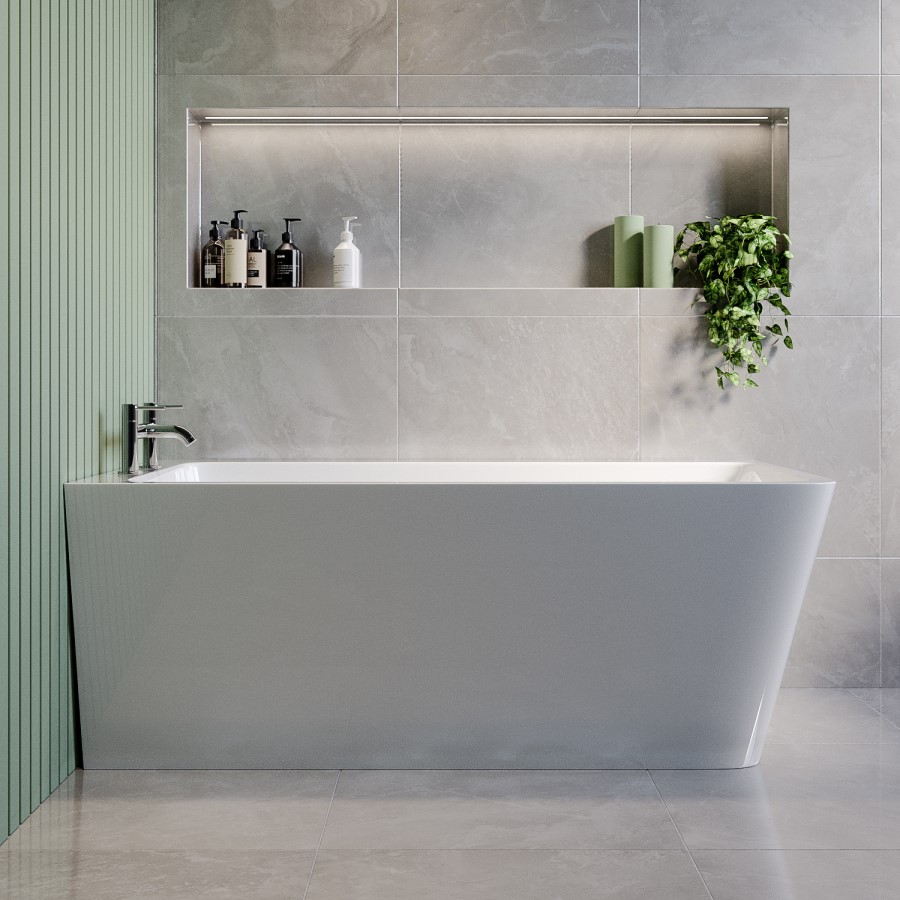 Freestanding Single Ended Left Hand Corner Shower Bath with Chrome Bath Screen with Towel Rail 1500 x 740mm - Kona