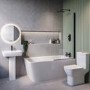Black Freestanding Right Hand Shower Bath Suite with Toilet and Basin - Kona