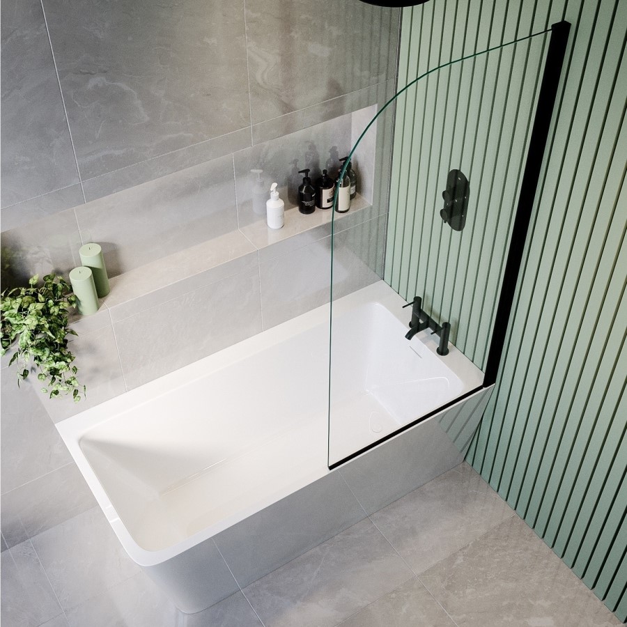 Black Freestanding Right Hand Shower Bath Suite with Toilet and Basin - Kona