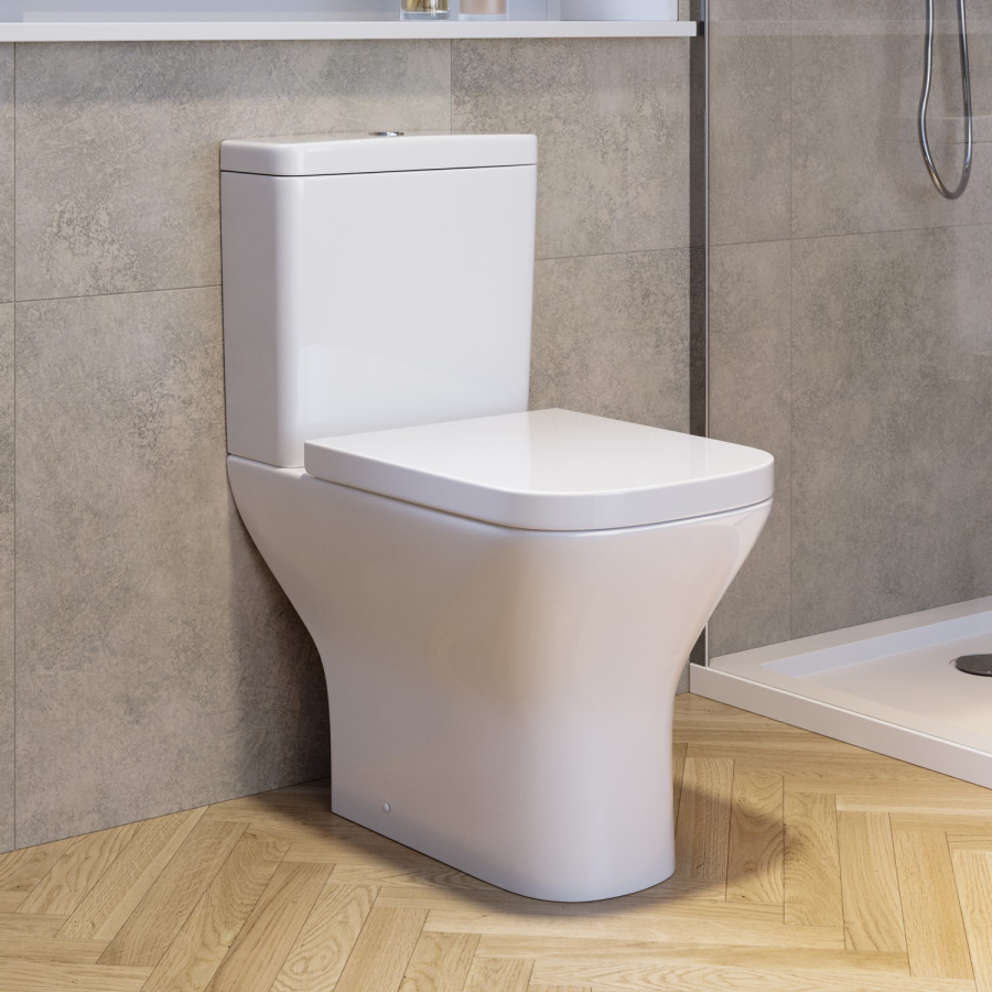 Black Freestanding Right Hand Shower Bath Suite with Toilet and Basin - Kona