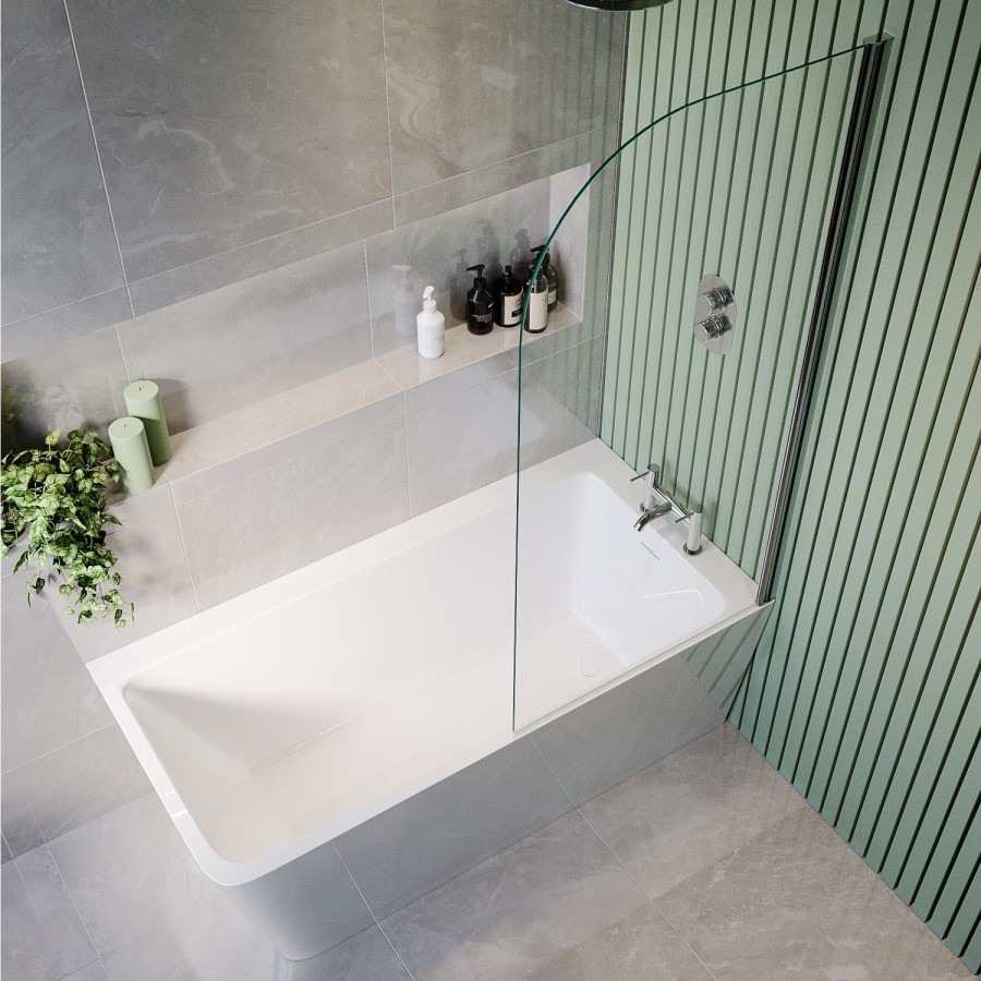 Chrome Freestanding Right Hand Shower Bath Suite with Toilet and Basin - Kona