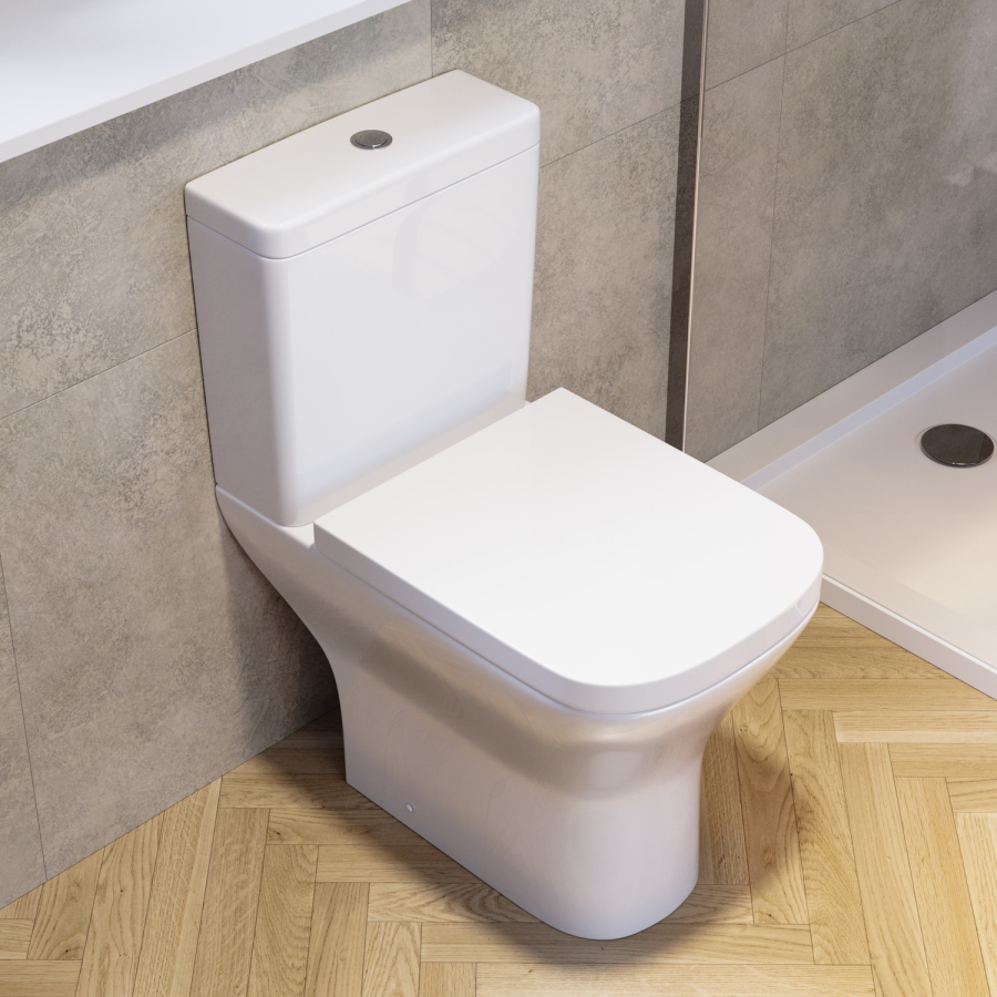 Chrome Freestanding Right Hand Shower Bath Suite with Toilet and Basin - Kona