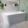 Freestanding Single Ended Right Hand Corner Shower Bath with Black Bath Screen with Fixed Panel &  Towel Rail  1500 x 740mm - Kona