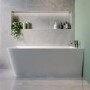 Freestanding Single Ended Right Hand Corner Shower Bath with Black Bath Screen with Fixed Panel &  Towel Rail  1500 x 740mm - Kona
