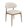 Beige Upholstered Curved Dining Chair with Solid Wood Exposed Back - Kori