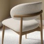 Beige Upholstered Curved Dining Chair with Solid Wood Exposed Back - Kori