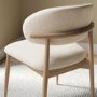 Beige Upholstered Curved Dining Chair with Solid Oak Open Back - Kori