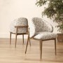 ALMOST PERFECT - Beige Printed Upholstered Curved Dining Chair With Solid Rustic Oak Exposed Back - Kori