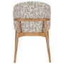 ALMOST PERFECT - Beige Printed Upholstered Curved Dining Chair With Solid Rustic Oak Exposed Back - Kori