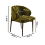 Set of 4 Walnut and Olive Green Velvet Curved Dining Chairs with Solid Wood Exposed Back - Kori
