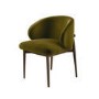 Set of 6 Walnut and Olive Green Velvet Curved Dining Chairs with Solid Wood Exposed Back - Kori