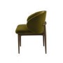 Set of 6 Walnut and Olive Green Velvet Curved Dining Chairs with Solid Wood Exposed Back - Kori