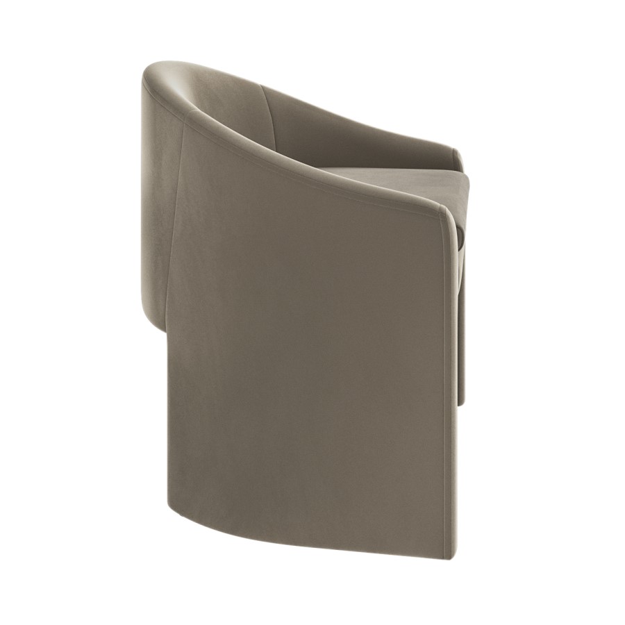 Upholstered Mink Velvet Curved Tub Dining Chair - Kelsey