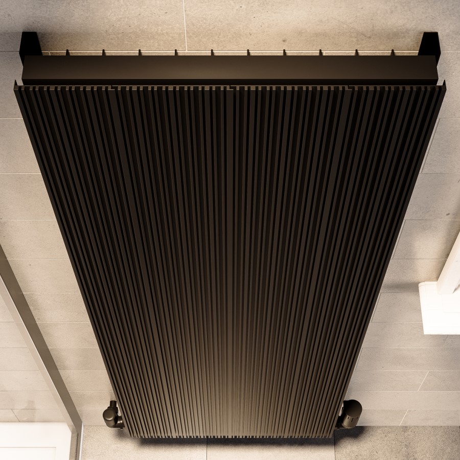 Black Designer Vertical Single Panel Radiator 1200 x 440mm - Laguna