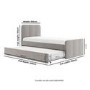 Grey Velvet Single Guest Bed with Trundle and 1 Mattress - Layla